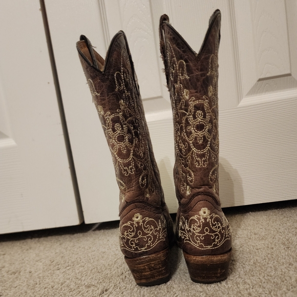 Corral Teen Bown Distressed Leather Cowboy Boots Style A1116 size 6.5 - Picture 6 of 8